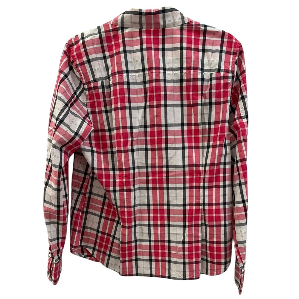 Pendleton Shirt Womens Large fitted Pink Button Up Plaid Roll Tab Cotton Size L - Picture 2 of 4
